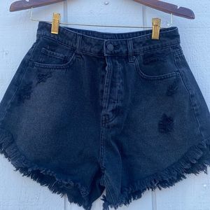 Black jean shorts